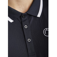 Polo de montar MoDrake masculino com gola contrastante e mangas compridas Marinho escuro Azul