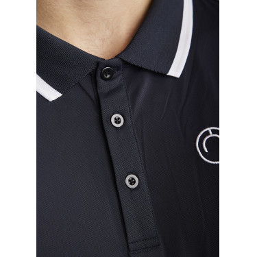 Polo de montar MoDrake masculino com gola contrastante e mangas compridas Marinho escuro Azul