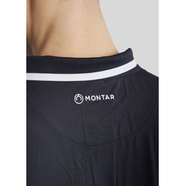 Polo de montar MoDrake masculino com gola contrastante e mangas compridas Marinho escuro Azul