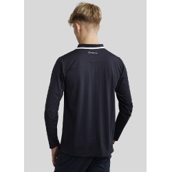 Polo de montar MoDrake masculino com gola contrastante e mangas compridas Marinho escuro Azul