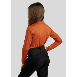 Polo de equitação MoEverline júnior rosa dourado de mangas compridas Bronze Castanho Polo de equitação MoEverline júnior rosa dourado de mangas compridas Bronze Castanho