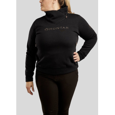Suéter Montar Naja com zíper no pescoço cristal rose gold Curve feminino Suéter Montar Naja com zíper no pescoço cristal rose gold Curve feminino