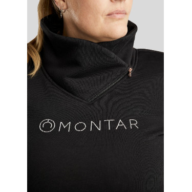 Suéter Montar Naja com zíper no pescoço cristal rose gold Curve feminino Suéter Montar Naja com zíper no pescoço cristal rose gold Curve feminino