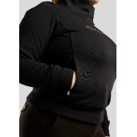Suéter Montar Naja com zíper no pescoço cristal rose gold Curve feminino Preto Suéter Montar Naja com zíper no pescoço cristal rose gold Curve feminino Preto