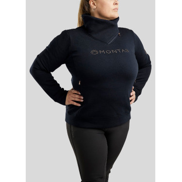 Suéter Montar Naja com zíper no pescoço cristal rose gold Curve feminino Marinho Azul-marinho