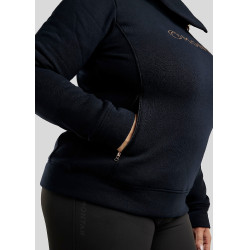 Suéter Montar Naja com zíper no pescoço cristal rose gold Curve feminino Marinho Azul-marinho