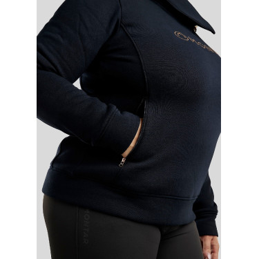 Suéter Montar Naja com zíper no pescoço cristal rose gold Curve feminino Marinho Azul-marinho