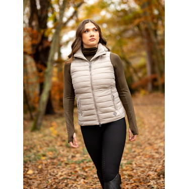 Colete acolchoado sem mangas com capuz LeMieux Tilly feminino Cinza Azul-marinho