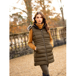 Colete acolchoado sem mangas LeMieux Harper Longline feminino Alpino Castanho Colete acolchoado sem mangas LeMieux Harper Longline feminino Alpino Castanho