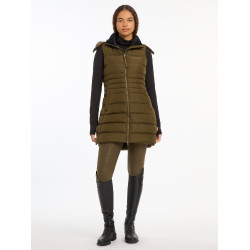 Colete acolchoado sem mangas LeMieux Harper Longline feminino Alpino Castanho Colete acolchoado sem mangas LeMieux Harper Longline feminino Alpino Castanho