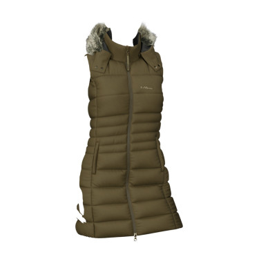 Colete acolchoado sem mangas LeMieux Harper Longline feminino Alpino Castanho Colete acolchoado sem mangas LeMieux Harper Longline feminino Alpino Castanho