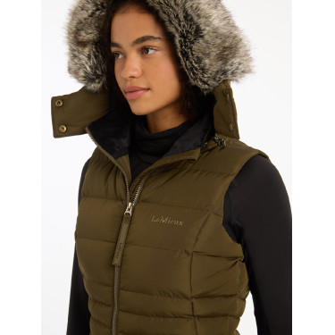 Colete acolchoado sem mangas LeMieux Harper Longline feminino Colete acolchoado sem mangas LeMieux Harper Longline feminino