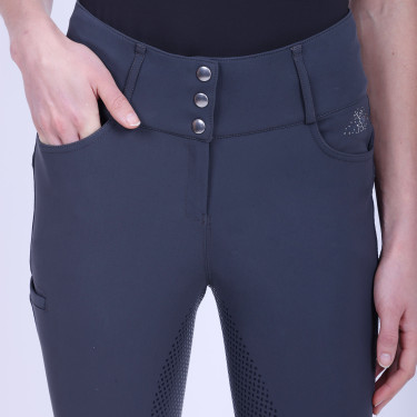 Calça de equitação HV Polo Elena FullGrip Cinza final Calça de equitação HV Polo Elena FullGrip Cinza final
