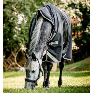 Cobertura Horseware High Neck Amigo® Bravo 12 Original 250g 1200D Preto / cinza titânio / prata Cobertura Horseware High Neck Amigo® Bravo 12 Original 250g 1200D Preto / cinza titânio / prata