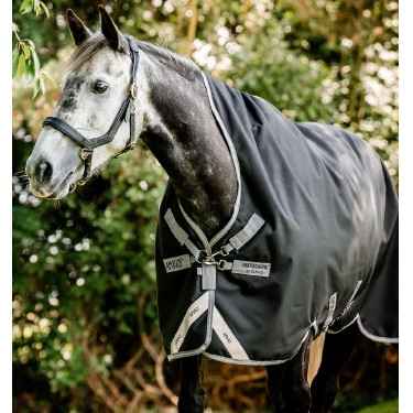 Cobertura Horseware High Neck Amigo® Bravo 12 Original 250g 1200D Preto / cinza titânio / prata Cobertura Horseware High Neck Amigo® Bravo 12 Original 250g 1200D Preto / cinza titânio / prata