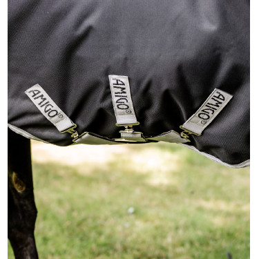 Cobertura Horseware High Neck Amigo® Bravo 12 Original 250g 1200D Preto / cinza titânio / prata Cobertura Horseware High Neck Amigo® Bravo 12 Original 250g 1200D Preto / cinza titânio / prata