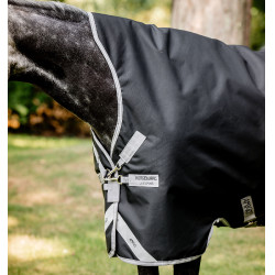 Cobertura Horseware High Neck Amigo® Bravo 12 Original 250g 1200D Preto / cinza titânio / prata Cobertura Horseware High Neck Amigo® Bravo 12 Original 250g 1200D Preto / cinza titânio / prata