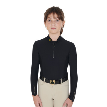 Camada Base Equestro de treino de manga comprida para menina Preto