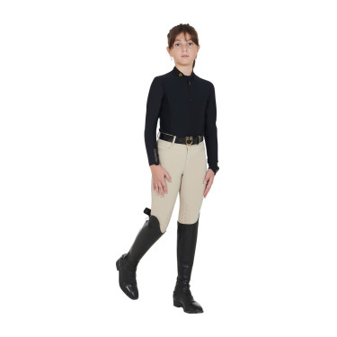 Camada Base Equestro de treino de manga comprida para menina Preto