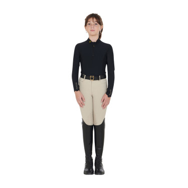 Camada Base Equestro de treino de manga comprida para menina Preto