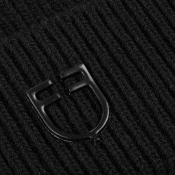 Gorro Equestro unissexo em lã com textura tricotada Preto
