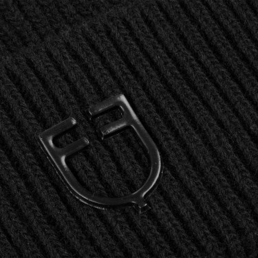 Gorro Equestro unissexo em lã com textura tricotada Preto