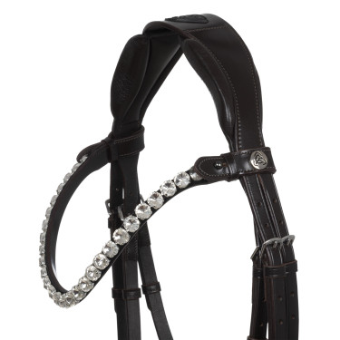 Bridão Ophelia em couro de bezerro Acavallo Castanho / branco Bridão Ophelia em couro de bezerro Acavallo Castanho / branco