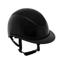 Capacete de luxo com viseira larga e strass homologado EN 1384-2023 Equestro Preto / preto Capacete de luxo com viseira larga e strass homologado EN 1384-2023 Equestro Preto / preto