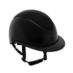 Capacete de luxo com viseira larga e strass homologado EN 1384-2023 Equestro Preto / preto