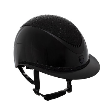 Capacete de luxo com viseira larga e strass homologado EN 1384-2023 Equestro Preto / preto