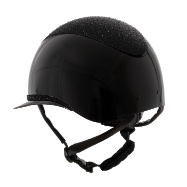 Capacete de luxo com viseira larga e strass homologado EN 1384-2023 Equestro Preto / preto