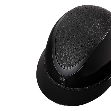 Capacete de luxo com viseira larga e strass homologado EN 1384-2023 Equestro Preto / preto