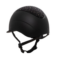Capacete fosco com viseira estreita e logotipo em strass homologado EN 1384-2023 Equestro Preto / preto brilhante Capacete fosco com viseira estreita e logotipo em strass homologado EN 1384-2023 Equestro Preto / preto brilhante