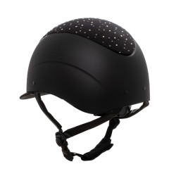 Capacete fosco com viseira estreita e logotipo em strass homologado EN 1384-2023 Equestro Preto / preto brilhante