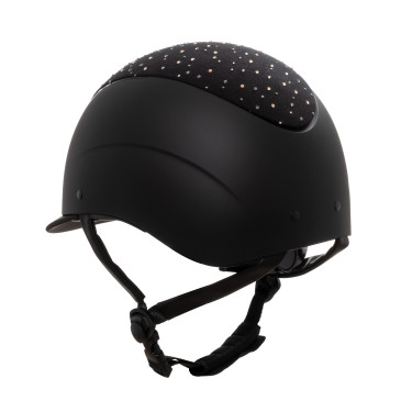 Capacete fosco com viseira estreita e logotipo em strass homologado EN 1384-2023 Equestro Capacete fosco com viseira estreita e logotipo em strass homologado EN 1384-2023 Equestro