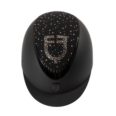 Capacete fosco com viseira estreita e logotipo em strass homologado EN 1384-2023 Equestro Capacete fosco com viseira estreita e logotipo em strass homologado EN 1384-2023 Equestro