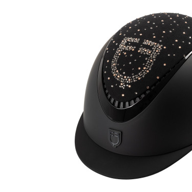 Capacete fosco com viseira estreita e logotipo em strass homologado EN 1384-2023 Equestro Capacete fosco com viseira estreita e logotipo em strass homologado EN 1384-2023 Equestro