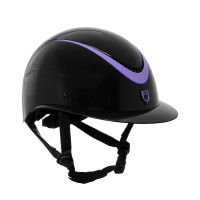 Capacete com tira em couro sintético polido homologado EN 1384-2023 Equestro Preto / roxo Capacete com tira em couro sintético polido homologado EN 1384-2023 Equestro Preto / roxo