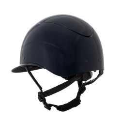 Capacete com tira em couro sintético polido homologado EN 1384-2023 Equestro Marinho / violeta Azul