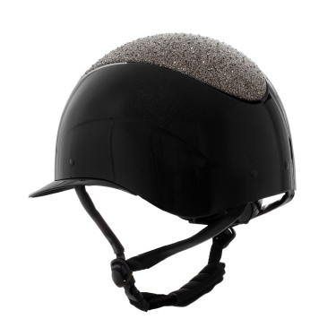 Capacete Star com viseira larga e strass homologado EN 1384-2023 Equestro Preto / prata