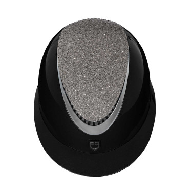 Capacete Star com viseira larga e strass homologado EN 1384-2023 Equestro Preto / prata