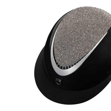 Capacete Star com viseira larga e strass homologado EN 1384-2023 Equestro Preto / prata