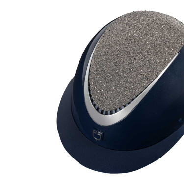 Capacete Star com viseira larga e strass homologado EN 1384-2023 Equestro Marinho / prateado Azul