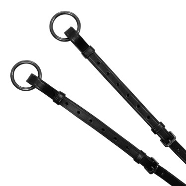 Peitoral e martingala removível de couro Equestro Preto