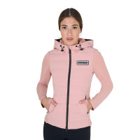 Casaco acolchoado com capuz Equestro feminino em mistura técnica Camafeu rosa Casaco acolchoado com capuz Equestro feminino em mistura técnica Camafeu rosa