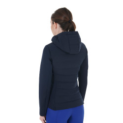 Casaco acolchoado com capuz Equestro feminino em mistura técnica Blazer marinho Azul-marinho Casaco acolchoado com capuz Equestro feminino em mistura técnica Blazer marinho Azul-marinho