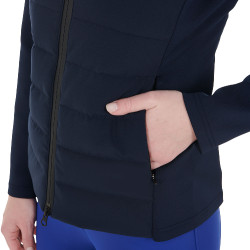Casaco acolchoado com capuz Equestro feminino em mistura técnica Blazer marinho Azul-marinho Casaco acolchoado com capuz Equestro feminino em mistura técnica Blazer marinho Azul-marinho