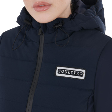 Casaco acolchoado com capuz Equestro feminino em mistura técnica Blazer marinho Azul-marinho Casaco acolchoado com capuz Equestro feminino em mistura técnica Blazer marinho Azul-marinho