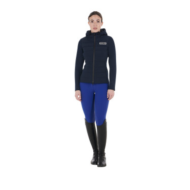 Casaco acolchoado com capuz Equestro feminino em mistura técnica Blazer marinho Azul-marinho Casaco acolchoado com capuz Equestro feminino em mistura técnica Blazer marinho Azul-marinho