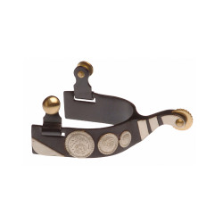 Esporas Lakota pretas com placa de metal